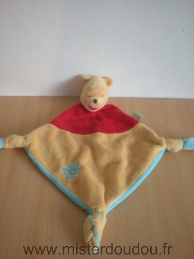 Doudou Ours Disney Winnie rouge jaune bleu 