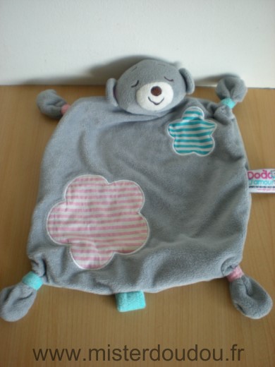 Doudou Ours Dodo d amour Dodonours gris bleu rose 