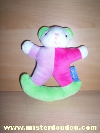 Doudou Ours Doudi Rose mauve vert 