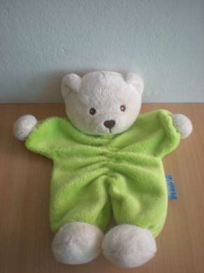 Doudou Ours Doudi Vert ecru 