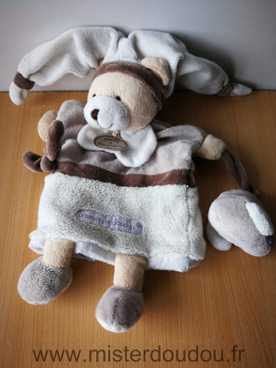 Doudou Ours Doudou et compagnie Beige blanc gris 