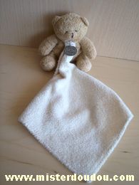 Doudou Ours Doudou et compagnie Beige mouchoir écru 