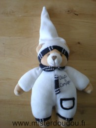 Doudou Ours Doudou et compagnie Blanc bleu marine 