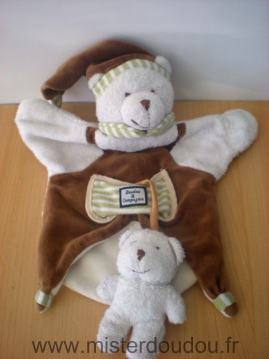 Doudou Ours Doudou et compagnie Blanc marron 