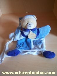 Doudou Ours Doudou et compagnie Bleu Le bout du bonnet est usagé