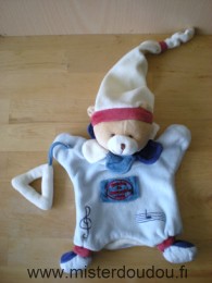 Doudou Ours Doudou et compagnie Bleu bonnet écru Hugo le musicien