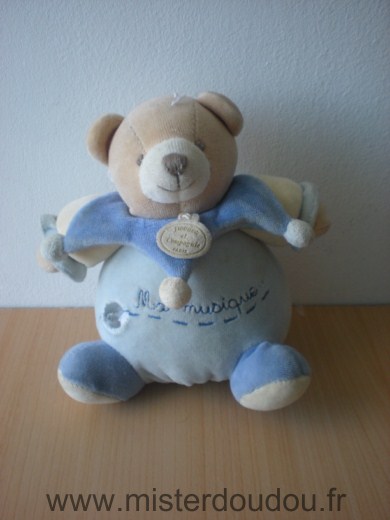 Doudou Ours Doudou et compagnie Bleu jaune Un trou sur le ventre