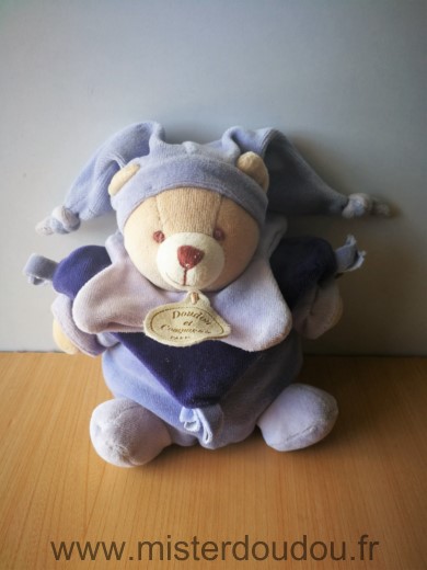 Doudou Ours Doudou et compagnie Bleu mauve 