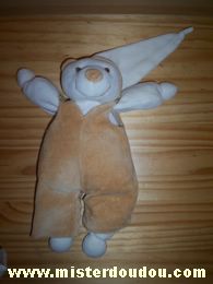 Doudou Ours Doudou et compagnie Ecru salopette marron 