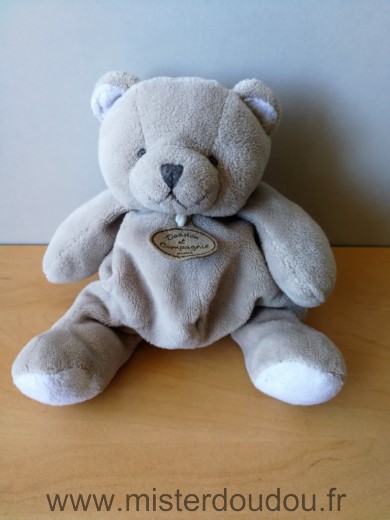 Doudou Ours Doudou et compagnie Gris blanc 