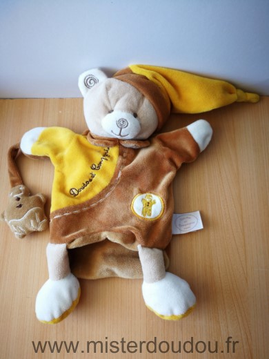 Doudou Ours Doudou et compagnie Jaune marron bonhomme en pain d epice 