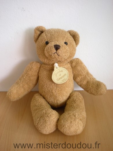 Doudou Ours Doudou et compagnie Marron billes noires pour les yeux 