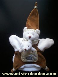 Doudou Ours Doudou et compagnie Marron et blanc 