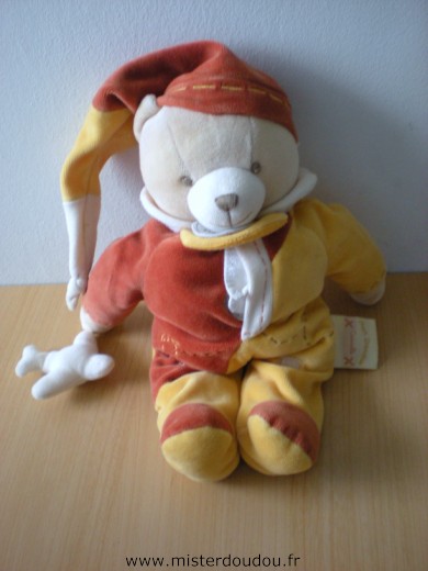 Doudou Ours Doudou et compagnie Mon doudou cannelle jaune marron avec avion Avec un mouchoir rangé dans son ventre