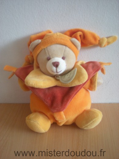 Doudou Ours Doudou et compagnie Orange jaune marron canelle 