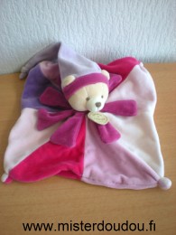 Doudou Ours Doudou et compagnie Rose mauve violet 