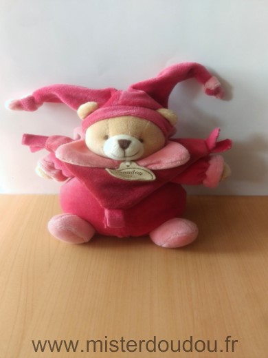 Doudou Ours Doudou et compagnie Rose rouge framboise 