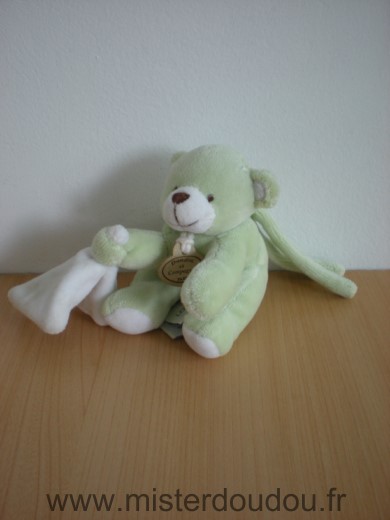 Doudou Ours Doudou et compagnie Vert mouchoir blanc mon premier doudou 