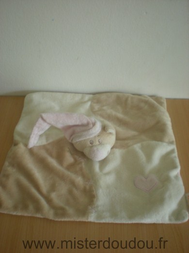 Doudou Ours Doukidou Beige ecru bonnet rose coeur rose 