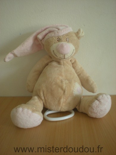 Doudou Ours Doukidou Beige rose bonne rose musical 