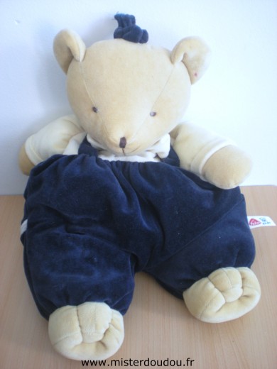 Doudou Ours Fehn Range pyjama ours salopette bleu marine 