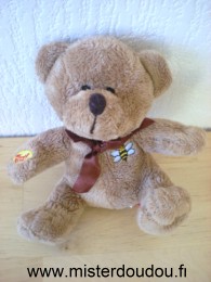 Doudou Ours Fizzy Marron abeille jaune 