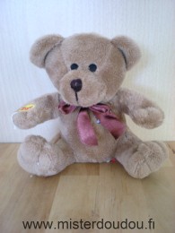 Doudou Ours Fizzy Marron abeille sur la poitrine 