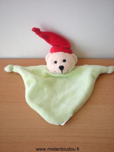 Doudou Ours Fortepharma Vert bonnet rouge 