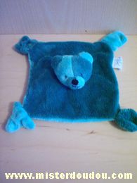 Doudou Ours Galenco Vert foncé dessus vert clair dessous Yeux et nez cousus noirs