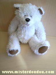 Doudou Ours Galeries lafayette Blanc avec interieur oreilles et sous les pattes marrons 