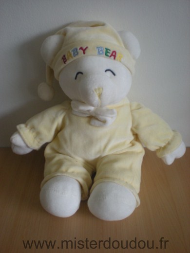 Doudou Ours Gipsy Baby bear jaune blanc 