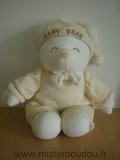 Doudou Ours Gipsy Baby bear jaune et blanc 