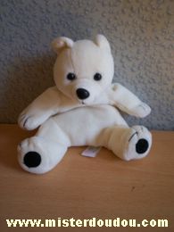 Doudou Ours Gipsy Blanc Billes pour le nez et les yeux