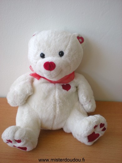 Doudou Ours Gipsy Blanc coeurs rouges Boite à musique ne fonctionne pas