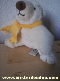 Doudou Ours Gipsy Blanc écharpe jaune 