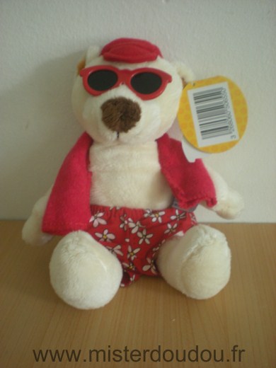 Doudou Ours Gipsy Blanc short rouge lunette rouges 