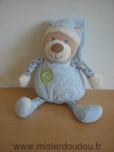 Doudou Ours Gipsy Bleu feuille verte Attention la boite musical ne fonctionne plus