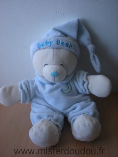 Doudou Ours Gipsy Bleu lune jaune baby bear 