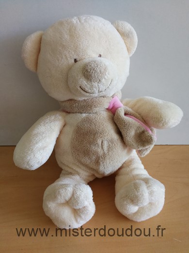 Doudou Ours Gipsy Ecru beige rose 