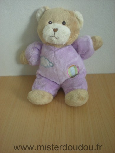 Doudou Ours Gipsy Mauve avec nuage et montgolfiere 