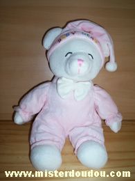 Doudou Ours Gipsy Rose blanc Inscription baby bear sur le bonnet
pas  d etiquette