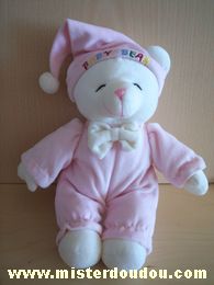 Doudou Ours Gipsy Rose blanc  bonnet brodé baby bear 