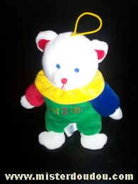 Doudou Ours Gipsy Vert jaune bleu rouge blanc Inscription 