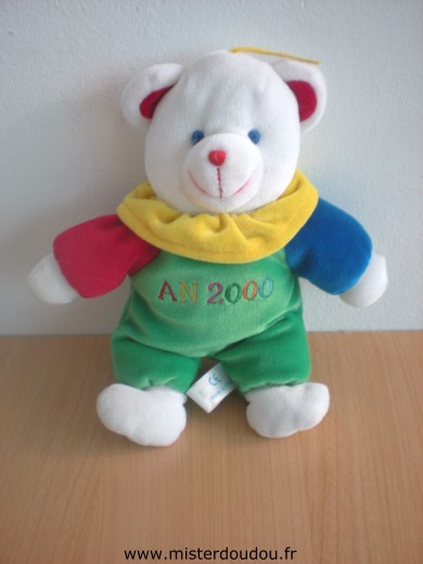 Doudou Ours Gipsy Vert rouge bleu an 2000 