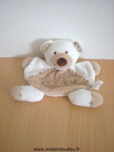 Doudou Ours Grain de ble Ecru beige brodé grain de blé 