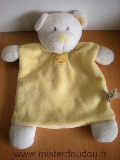 Doudou Ours Grain de ble Jaune blanc 