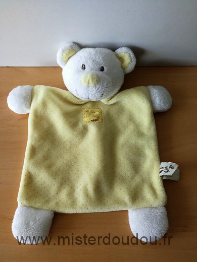 Doudou Ours Grain de ble Jaune blanc 