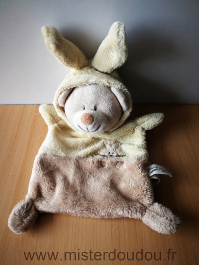 Doudou Ours Grain de ble Ours deguise en lapin jaune beige Une legere trace devant sur le jaune