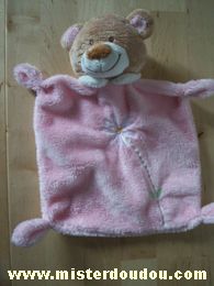 Doudou Ours Grain de ble Rose Avec une fleur brodée sur le ventre, sans étiquette, grain de blé ou tex?