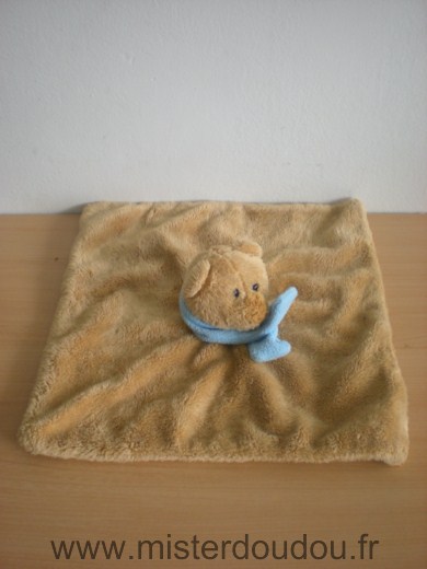 Doudou Ours Heytens Beige écharpe bleue 